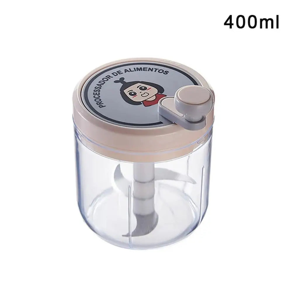 Green Food Processor Kitchen Gadgets 200ml/400ml Vegetable Chopper Blender Stainless Steel Blades Manual Pull Food Chopper