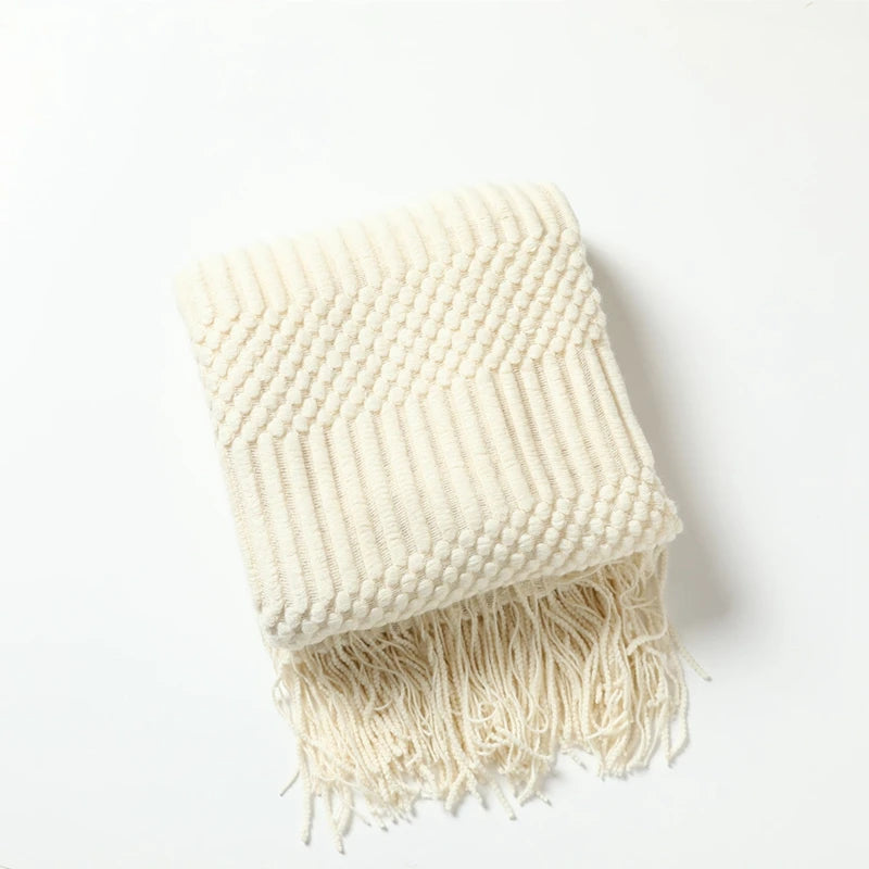 Weiße Boho-Überwurfdecken, strukturierte große Strickdecken, klobige Vintage-Luxus-Überwurf-Tagesdecke, Überwurf, Manta Para Sofá