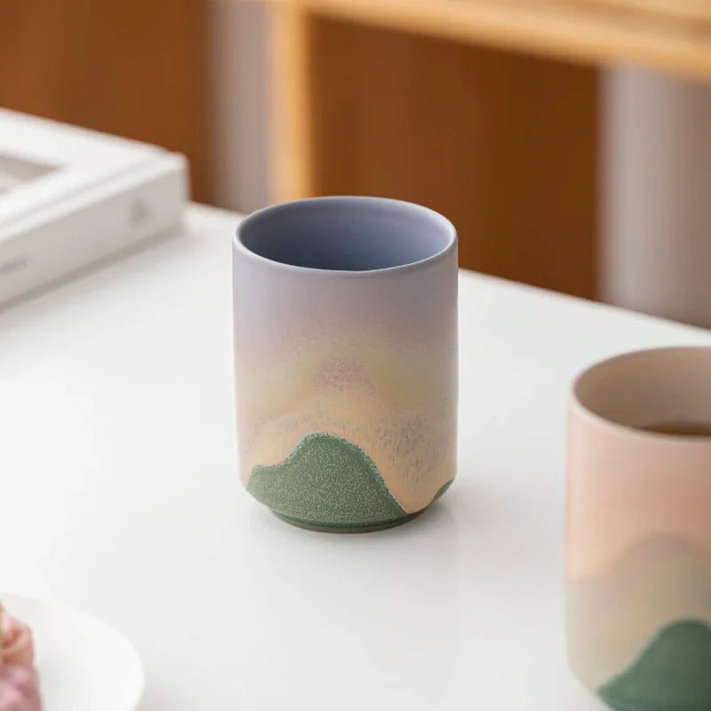 Japanese Kiln Ceramic Cup Handmade Rough Pottery Artisan Tea Cup for Traditional Tea Ceremony, Multi-Purpose (Tea/Coffee/Water)