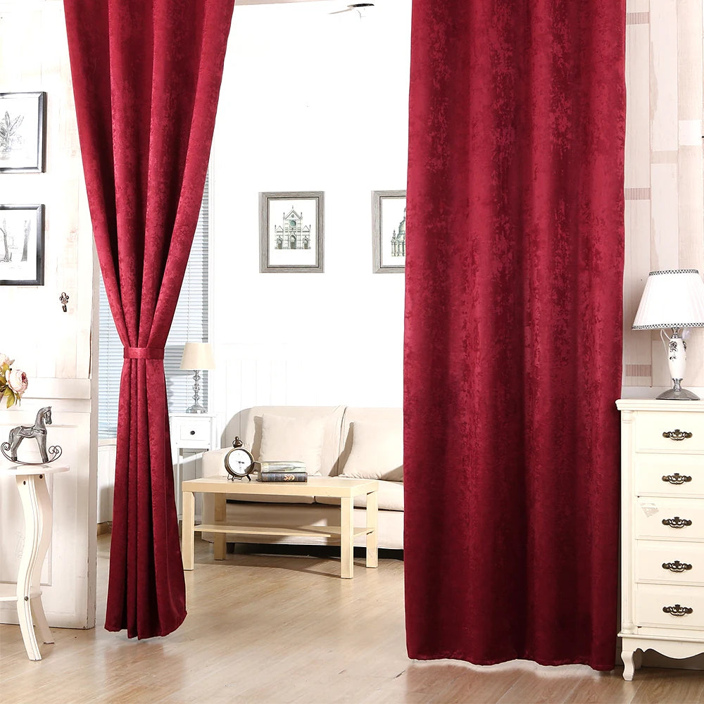 2PCS/Set Thermal Curtain Opaque Blackout Curtain with Ruffle Tape Heavy Blackout Curtain Damask Crush Effect for Bedroom Window