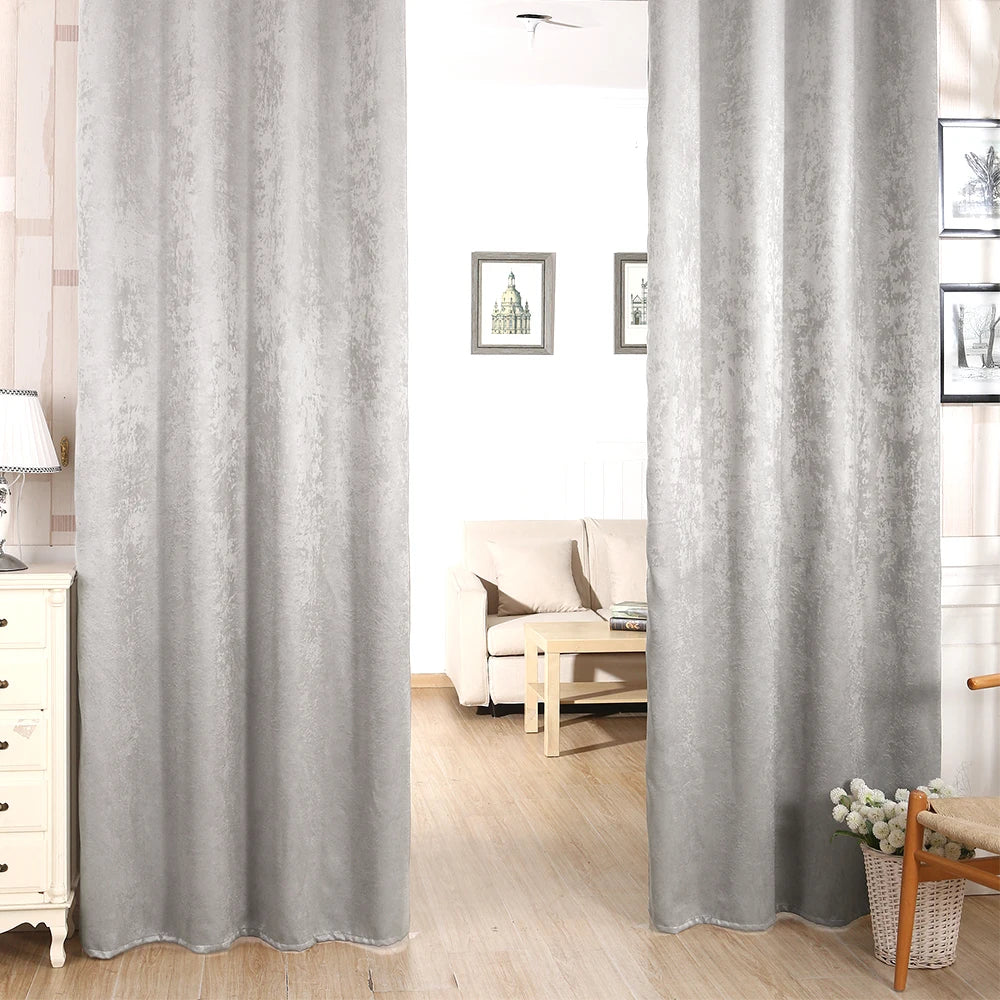 2PCS/Set Thermal Curtain Opaque Blackout Curtain with Ruffle Tape Heavy Blackout Curtain Damask Crush Effect for Bedroom Window