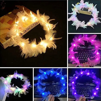 10Pcs LED Flower Crown Headband Light Up Flower Headbands for Women Garlands Glowing Floral Wreath Crowns for Wedding Party