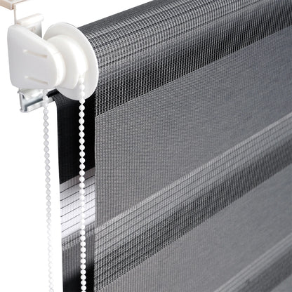 WOLTU Dark Grey Double Roller Blind Translucent Shading Dustproof Double Layer Window Blackout Curtain for Living Room Bedroom