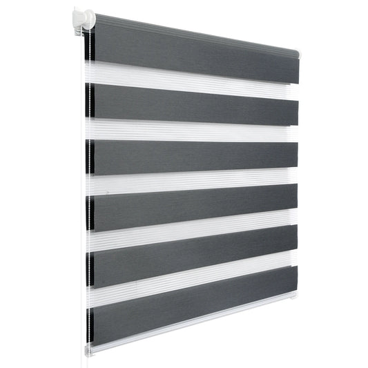 WOLTU Dark Grey Double Roller Blind Translucent Shading Dustproof Double Layer Window Blackout Curtain for Living Room Bedroom