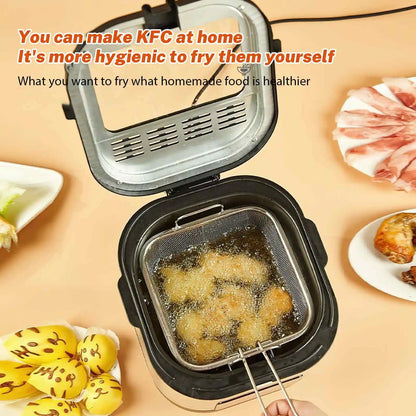 220V Electric Deep Fryer 2.5L French Frie Machine Oven Oil Hot Pot Fried Chicken Grill Adjustable Thermostat Kitchen Cooking