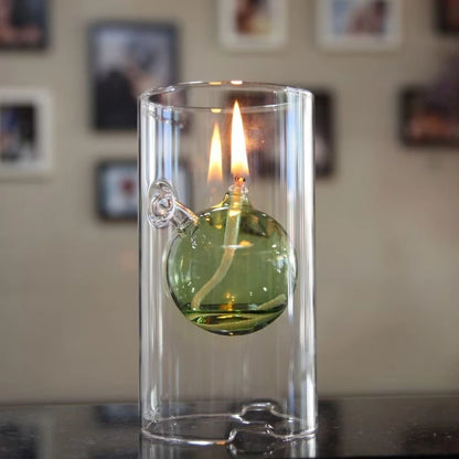 Transparent Glass Candlestick 15CM Oil Lamp Interior light Chamber Glass Oil Lamp Vintage Candle holder Lamp oil not included