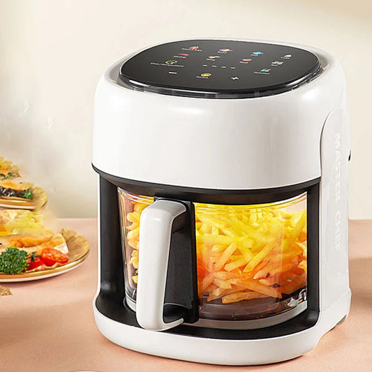 Smart Electric Air Fryer Stor kapacitet Konvektion Ovn Deep Fryer Uden olie køkken 360 ° Bagning Synligt vindue Hjemapparat