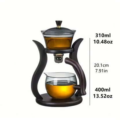 Té de té de vidrio de Kung Fu lento con goteo semi automático con infusor de tetera de vidrio Caza magnética tetera