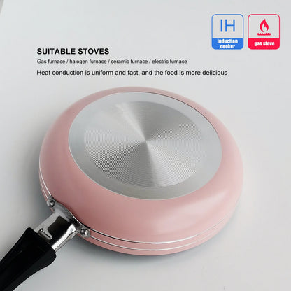 Pink Pot 6.5inch Non-Stick Stockpot Frying Pan Flat Cookware Kitchen Utensils For Daily Cooking Complementary Food