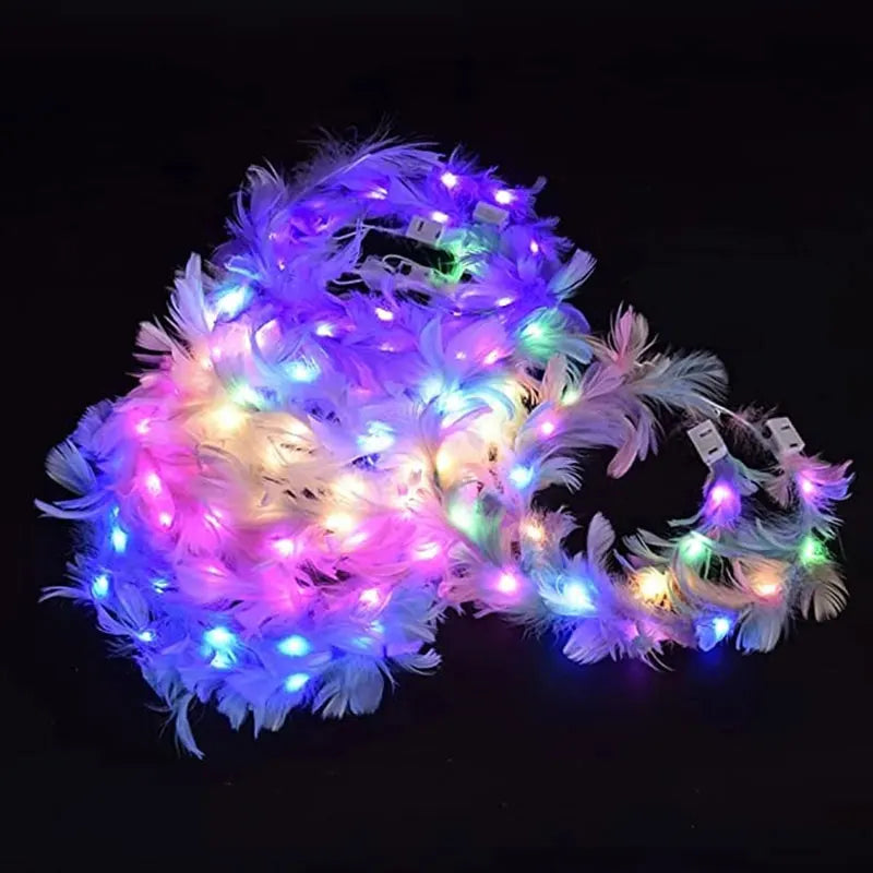 10Pcs LED Flower Crown Headband Light Up Flower Headbands for Women Garlands Glowing Floral Wreath Crowns for Wedding Party