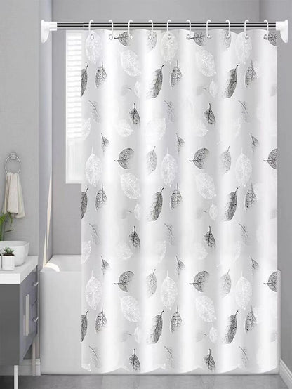 1 pc pe material plastic waterproof mildew-proof bathroom partition black leaf pattern shower curtain