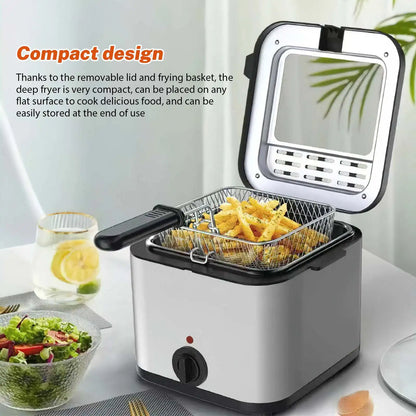 220V Electric Deep Fryer 2.5L French Frie Machine Oven Oil Hot Pot Fried Chicken Grill Adjustable Thermostat Kitchen Cooking