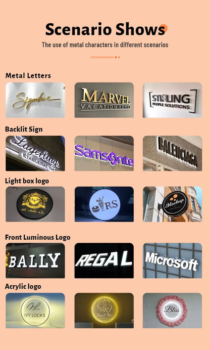 Custom Business Sign Backlit Stainless Steel 3D Letter Sign Storefront Illuminated Company Logo Bar Club Signage Outdoor Sign