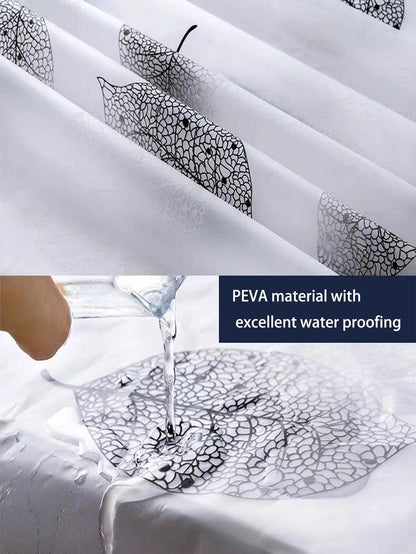 1 pc pe material plastic waterproof mildew-proof bathroom partition black leaf pattern shower curtain