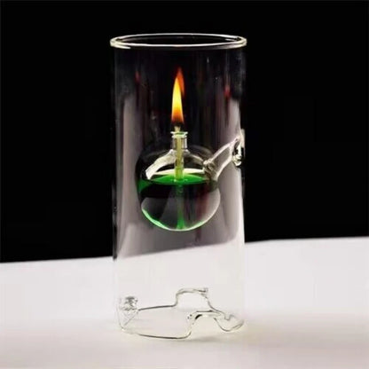 Transparent Glass Candlestick 15CM Oil Lamp Interior light Chamber Glass Oil Lamp Vintage Candle holder Lamp oil not included