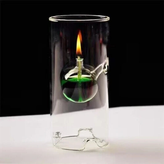 Transparent Glass Candlestick 15CM Oil Lamp Interior light Chamber Glass Oil Lamp Vintage Candle holder Lamp oil not included