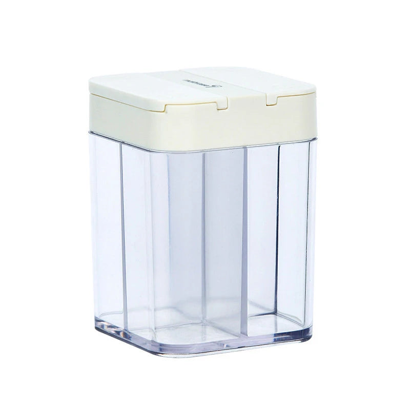 Seasoning Box Four-Divided Transparent Plastic Storage Box Cooking Bottle Seasoning Jar Hand-Press Household Kitchen Supplies