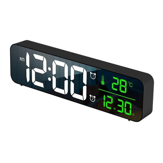 LED Digital Alarm Clock Temperature Date Display Snooze USB Desktop Strip Mirror LED Clocks for Living Room Decoration