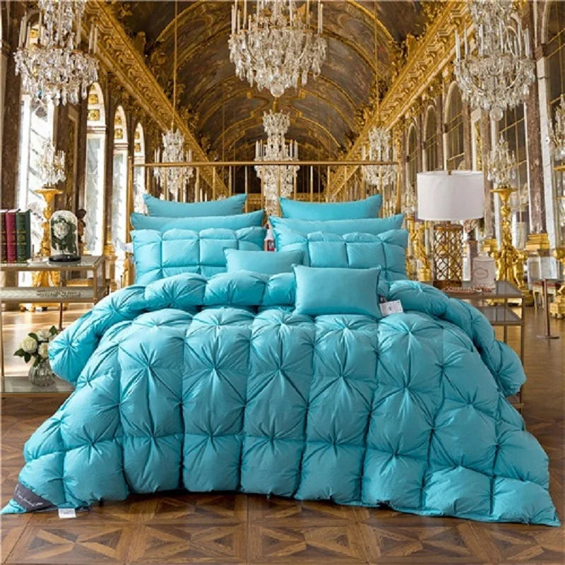 100% GOOSE DOWN DUVET 3D Luxe gewatteerde quilt Koning Koningin Volledige size dekbed winter dikke dikke deken vaste kleur