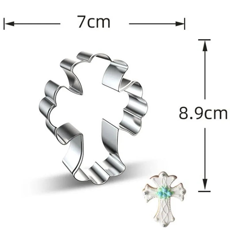 1pcs patisserie reposteria Easter cross Metal Cookie Cutter Fondant Cake Decor Tools Biscuit Mould Pastry Shop Bakeware