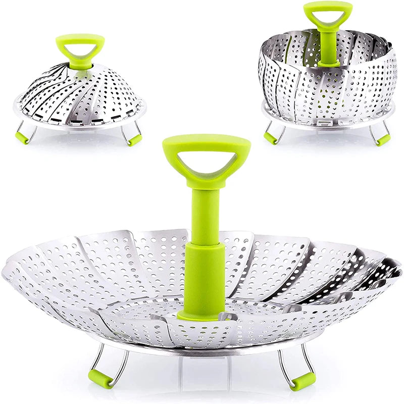 9 -Zoll -Edelstahl Lotus Dampfschale Klapperfood Dampfer Gemüse Obst Lebensmittel Korb Maschen Dampfer Rack Cooking Cookware