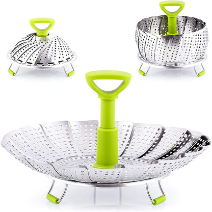 9Inch Stainless Steel Lotus Steaming Tray Folding Food Steamer Vegetable Fruit Food Basket Mesh Steamer Rack Cooking Cookware