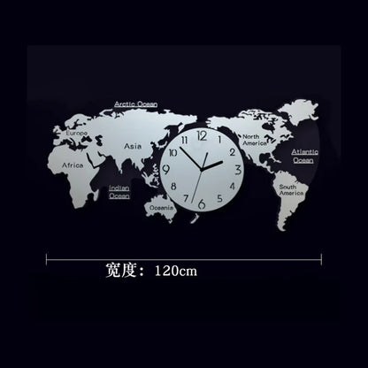 Creative World Map Large Luxury Wall Clock Modern Design Living Room Acrylic 3d Home Decor Silent Wall Clcok Reloj De Pared 2020