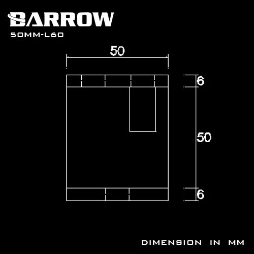 Barrow cilindrische watertank voor mini-kastvloeistofkoeling, 60 mm lengte 50 mm diameter klein reservoir, 50 mm-l60