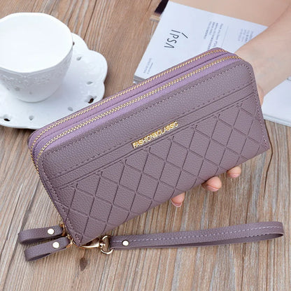 Lange damesportemonnee Vrouwelijke portemonnees Tassel Coin Portekaarthouder Wallets Double Zipper PU Lederen koppeling Luxury Money Telefoontas