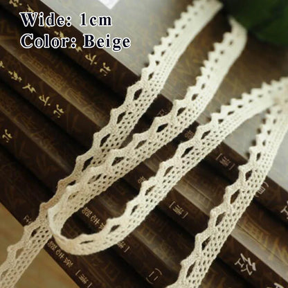 Cotton Lace Ribbon White Beige DIY Handmade Wedding Party Craft Gift Packing Patchwork Crocheted Lace 5meter 10meter 20meter