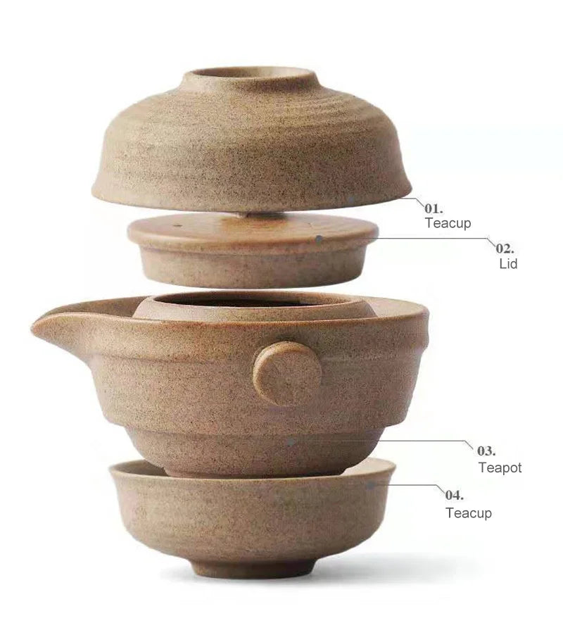 Kinesiska kung fu te -set 1Teapot 2Teacups Travel Ceramic Pottery Tea Cups For Teaware Outdoor Tea Cups of Tea Ceremony