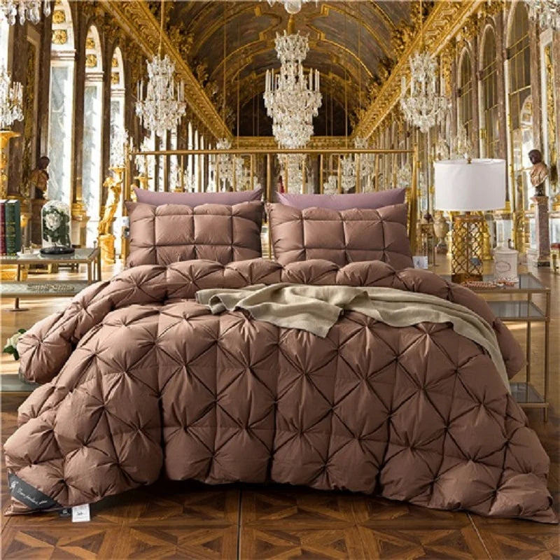 100% GOOSE DOWN DUVET 3D Luxe gewatteerde quilt Koning Koningin Volledige size dekbed winter dikke dikke deken vaste kleur