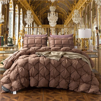 100% Goose Down Duvet 3D Luxury Quilted Quilt King Queen fuld størrelse dyne Vinter Tyk tæppe Fast farve