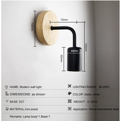 2Pcs/lot Vintage Wood Wall Lamp E27 Light Bulb Retro Industrial Wall Light Fixture For Home Loft Living Room Bedside Lamp Sconce