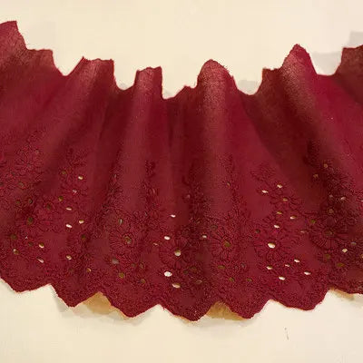 1Y Flower Hollow 11CM Wide Cotton Cloth Lace Trim Fabric Clothes Accessories Cuffs Skirt Hem