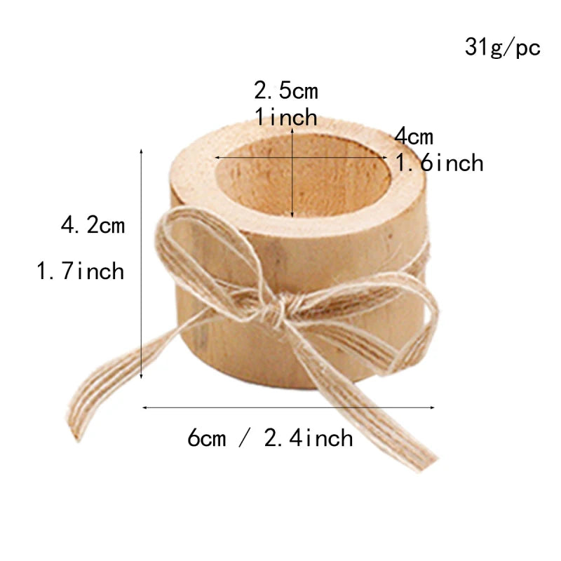 Creative Wooden Candlestick Succulent Plant Pot Tray Candle Holder Table Desktop Decoration Rustic Wedding Holiday Decor