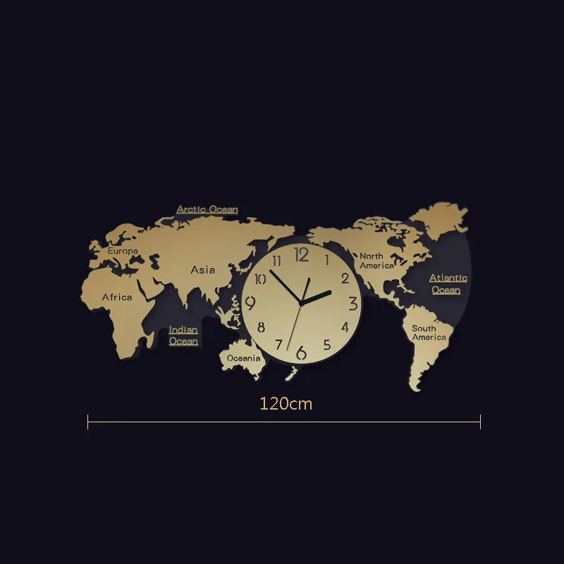 Creative World Map Large Luxury Wall Clock Modern Design Living Room Acrylic 3d Home Decor Silent Wall Clcok Reloj De Pared 2020