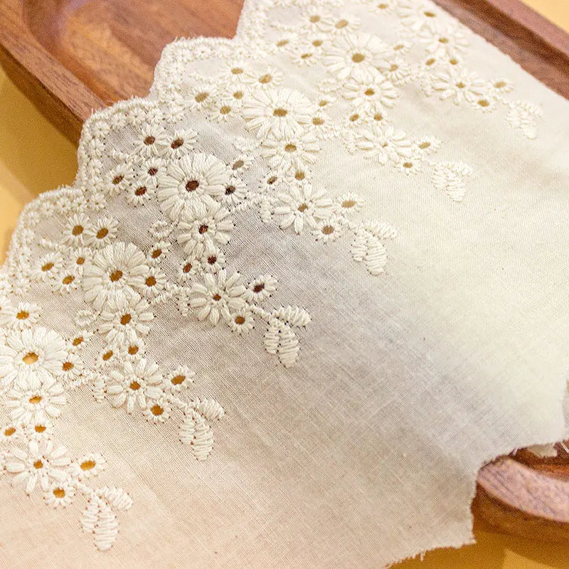 1Y Flower Hollow 11CM Wide Cotton Cloth Lace Trim Fabric Clothes Accessories Cuffs Skirt Hem