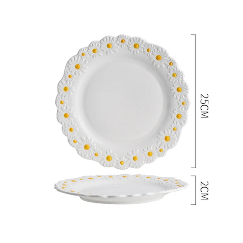 Κεραμικό ανάγλυφο λίγο Daisy Plate Dinner Set Househid