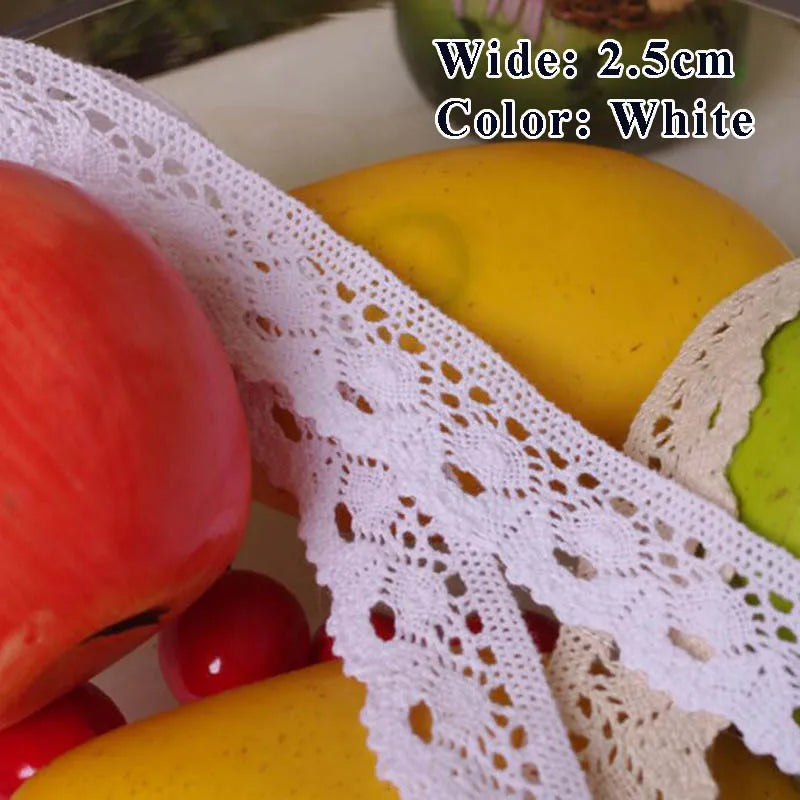 Cotton Lace Ribbon White Beige DIY Handmade Wedding Party Craft Gift Packing Patchwork Crocheted Lace 5meter 10meter 20meter