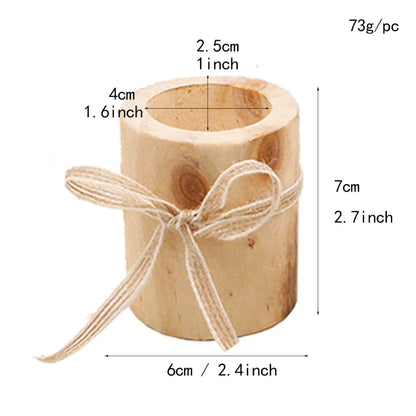 Creative Wooden Candlestick Succulent Plant Pot Tray Candle Holder Table Desktop Decoration Rustic Wedding Holiday Decor