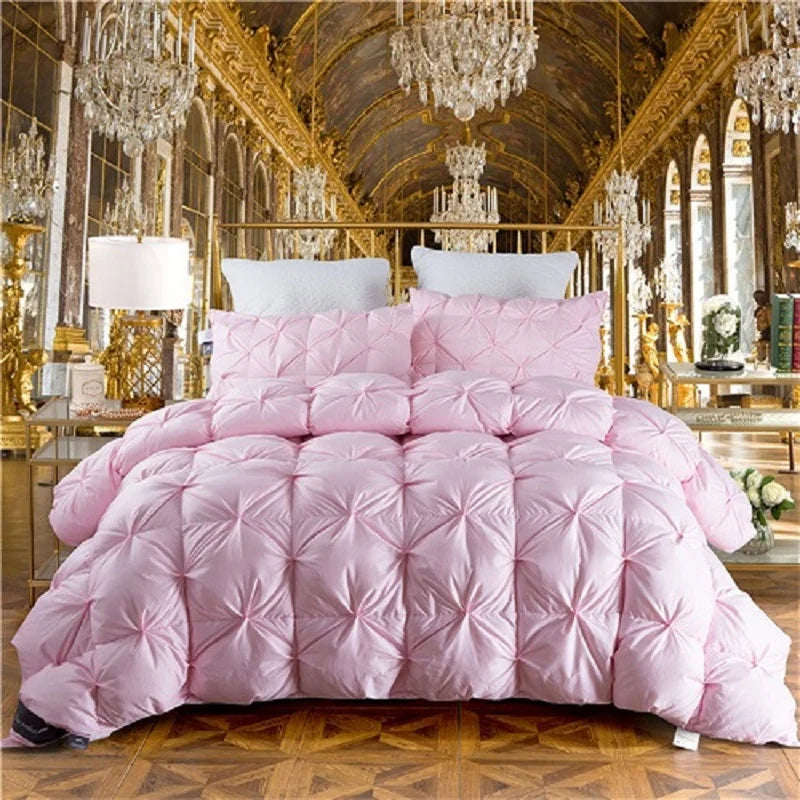 100% Goose Down Duvet 3D Luxury Quilted Quilt King Queen fuld størrelse dyne Vinter Tyk tæppe Fast farve