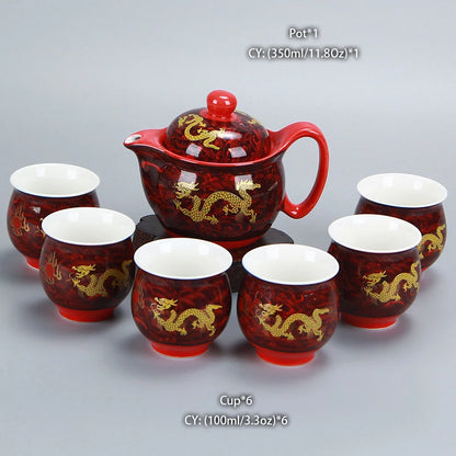 Chinese Ceramic Tea Set Kung Fu Porcelain Tea Cup Pot Set Dragon Teapot Teacup Kungfu Teaset Puer Oolong Tea Ceremony Teaware