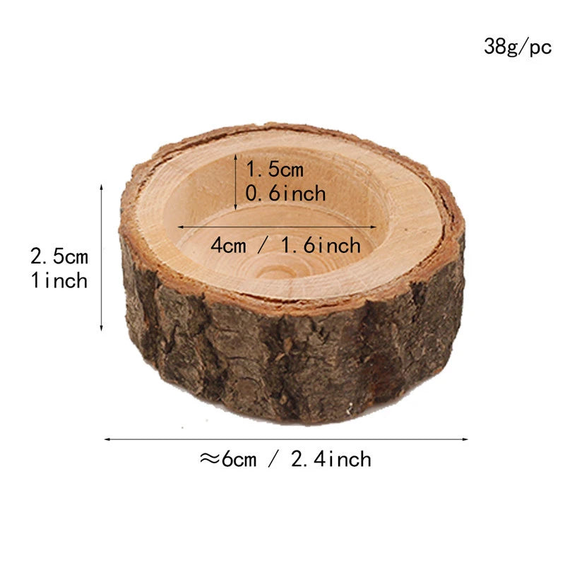 Creative Wooden Candlestick Succulent Plant Pot Tray Candle Holder Table Desktop Decoration Rustic Wedding Holiday Decor