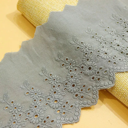 1Y Flower Hollow 11CM Wide Cotton Cloth Lace Trim Fabric Clothes Accessories Cuffs Skirt Hem