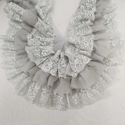 10CM Wide Three Layers Pleated Chiffon Fabric Embroidery Fringe Ribbon Lace Collar Ruffle Trim DIY Apparel Curtains Sewing Decor