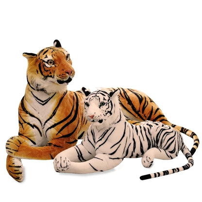 30-90cm Lifelike Tiger Leopard Plush Toys Soft Wild Animals Simulation White Tiger Jaguar Doll Children Kids Birthday Gifts