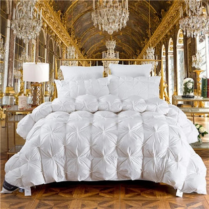 100% Goose Down Duvet 3D Luxury Quilted Quilt King Queen fuld størrelse dyne Vinter Tyk tæppe Fast farve