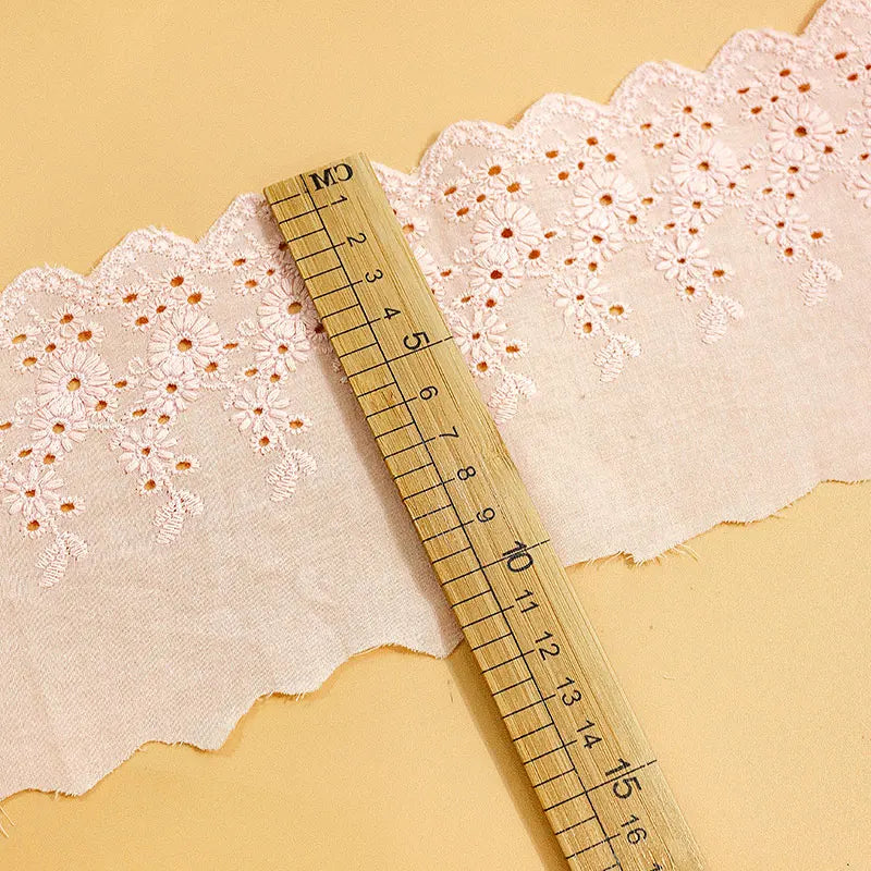 1Y Flower Hollow 11CM Wide Cotton Cloth Lace Trim Fabric Clothes Accessories Cuffs Skirt Hem