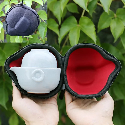 Creative Double Portable Ceramic Teacup Teapot Kungfu Tea Set European Style Outdoor Travel Teacup Teapot Home Decoration Modern